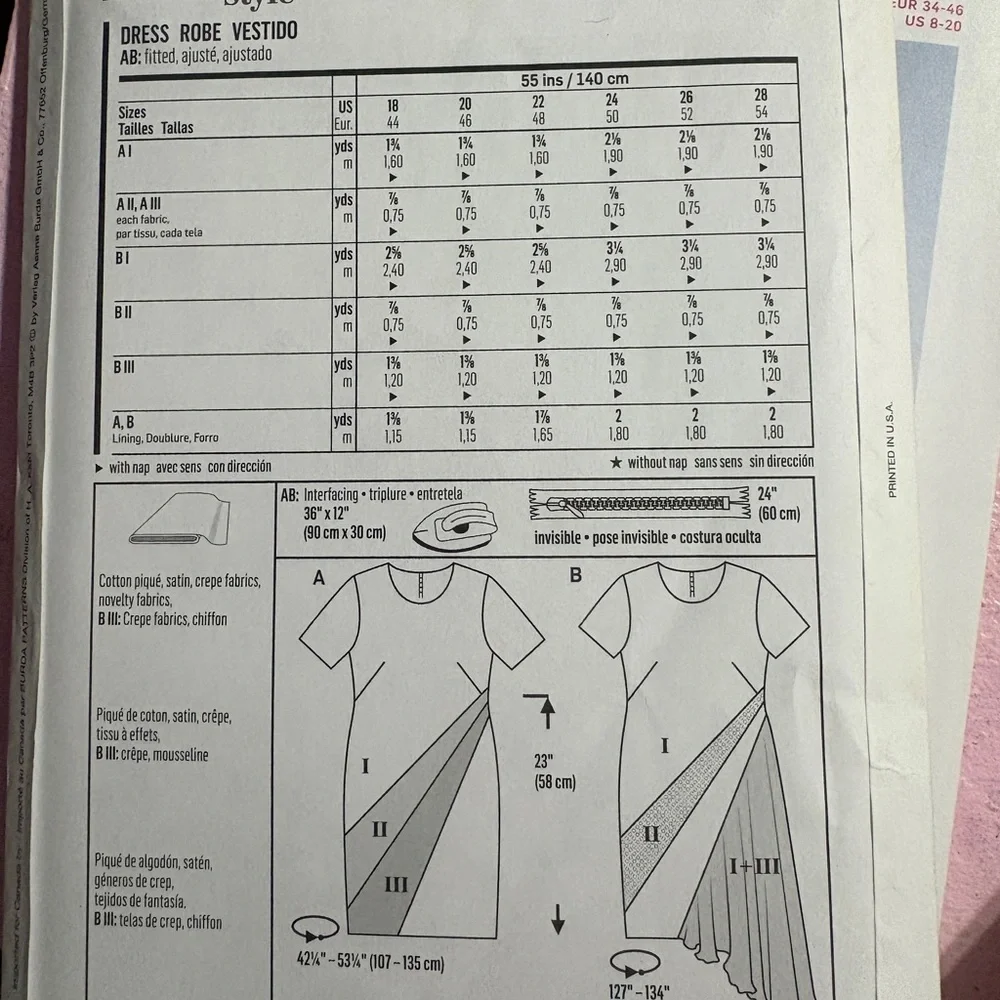 BN UNCUT BURDA 6784 KNIT DRESS SEWING PATTERN